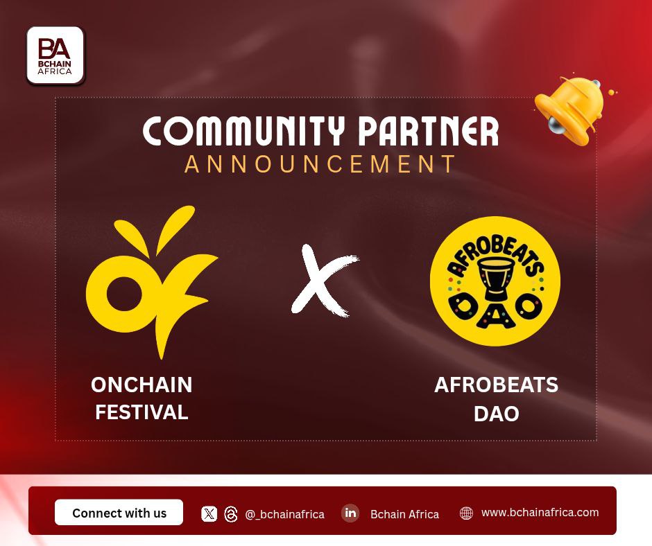 Bchain Africa (@_bchainafrica) on Twitter photo We are proud to announce a Community Partnership between:
✨ <a href="/onchainfestival/">Onchain Festival #OF2025</a> X <a href="/AfroBeatsDAO/">AfrobeatsDAO</a> ✨
This partnership is set to revolutionize how we experience music, culture, and digital ownership. By bringing together the electrifying world of Afrobeats with the decentralized We are proud to announce a Community Partnership between:
✨ <a href="/onchainfestival/">Onchain Festival #OF2025</a> X <a href="/AfroBeatsDAO/">AfrobeatsDAO</a> ✨
This partnership is set to revolutionize how we experience music, culture, and digital ownership. By bringing together the electrifying world of Afrobeats with the decentralized