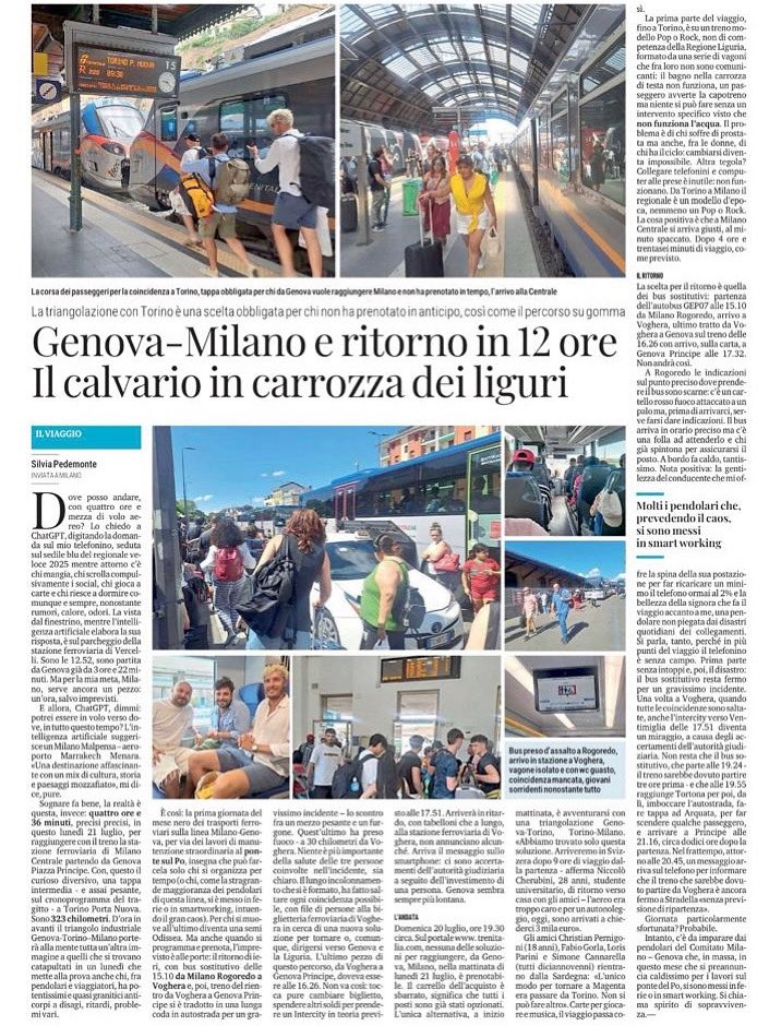 raffaellapaita's tweet image. In Liguria viaggiare in treno è diventato un vero calvario. Un semplice viaggio di andata e ritorno Genova-Milano richiede 12 ore complessive, tra coincidenze mancate, treni strapieni e autobus presi d’assalto.
Trenitalia continua a ignorare le esigenze di pendolari e turisti,…