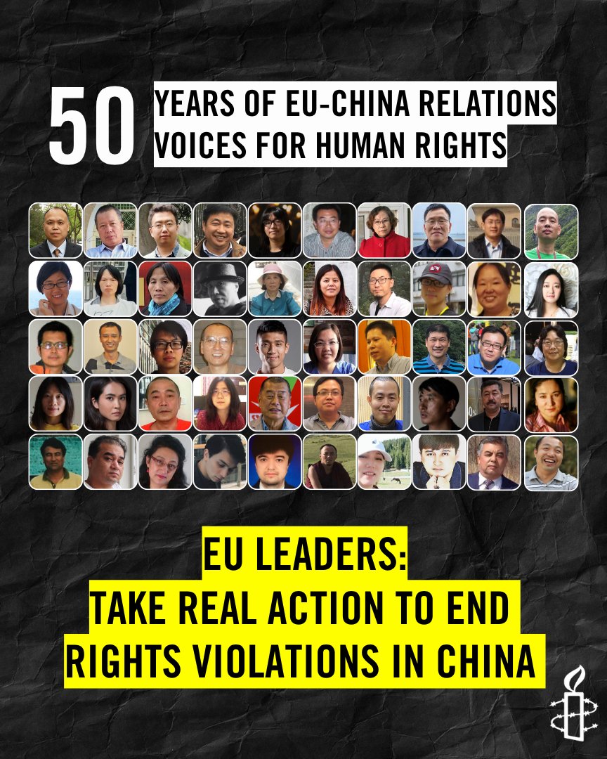 This year marks 50 years of EU-China diplomatic relations.

Let’s not forget 50 brave human rights defenders silenced by Beijing.

As leaders meet in Beijing this week, the EU must turn words into action 🧵