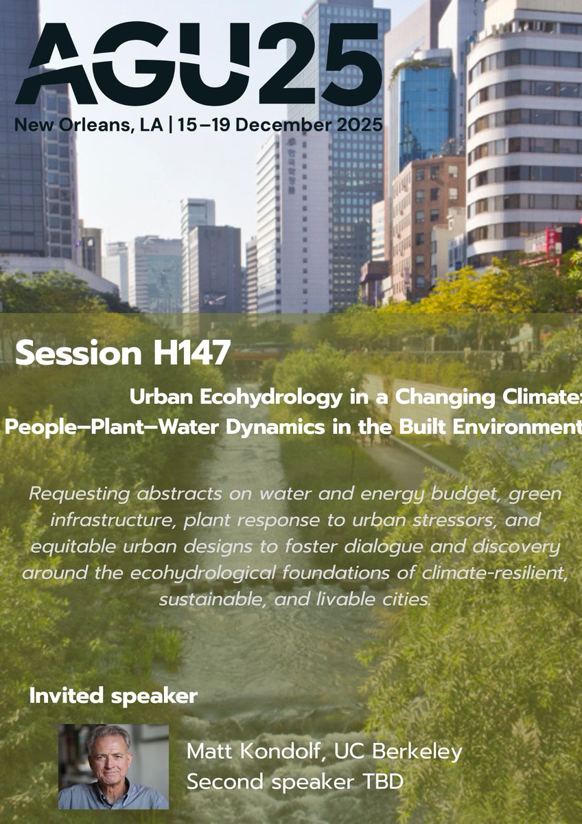 Dr. Cynthia Gerlein-Safdi (@cgerleinsafdi) on Twitter photo 2nd edition of this all-encompassing urban ecohydrology session aiming to bring together the urban science community at #AGU25!
H147 - Urban Ecohydrology in a Changing Climate: PeopleāPlantāWater Dynamics in the Built Environment
agu.confex.com/agu/agu25/prelā¦
<a href="/Hydrology_AGU/">Hydrology Section AGU</a> <a href="/theAGU/">AGU (American Geophysical Union)</a> 2nd edition of this all-encompassing urban ecohydrology session aiming to bring together the urban science community at #AGU25!
H147 - Urban Ecohydrology in a Changing Climate: PeopleāPlantāWater Dynamics in the Built Environment
agu.confex.com/agu/agu25/prelā¦
<a href="/Hydrology_AGU/">Hydrology Section AGU</a> <a href="/theAGU/">AGU (American Geophysical Union)</a>
