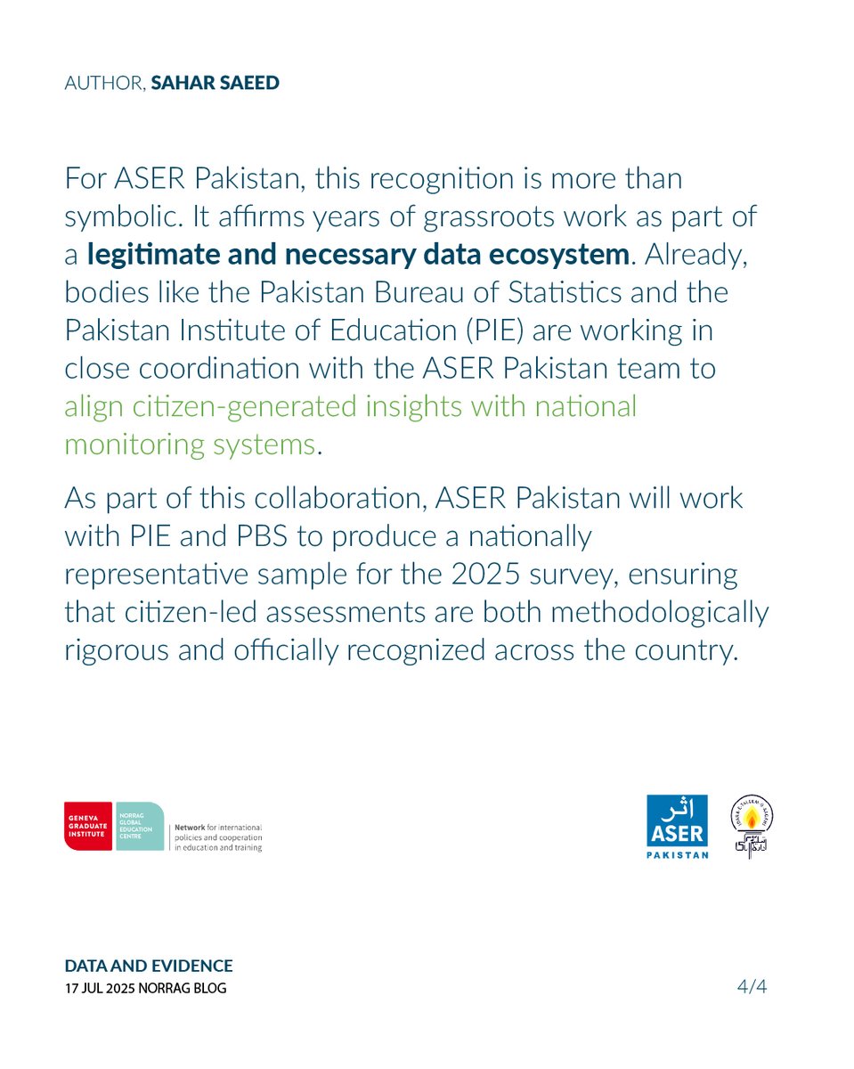 palnetworkHQ's tweet image. The UN Statistical Commission formally adopted the Copenhagen Framework on Citizen Data, elevating the legitimacy of citizen-generated evidence in global and national monitoring.
In this blog published by @norrag , Sahar Saeed the Deputy Director of Research at @itacecorg and a…