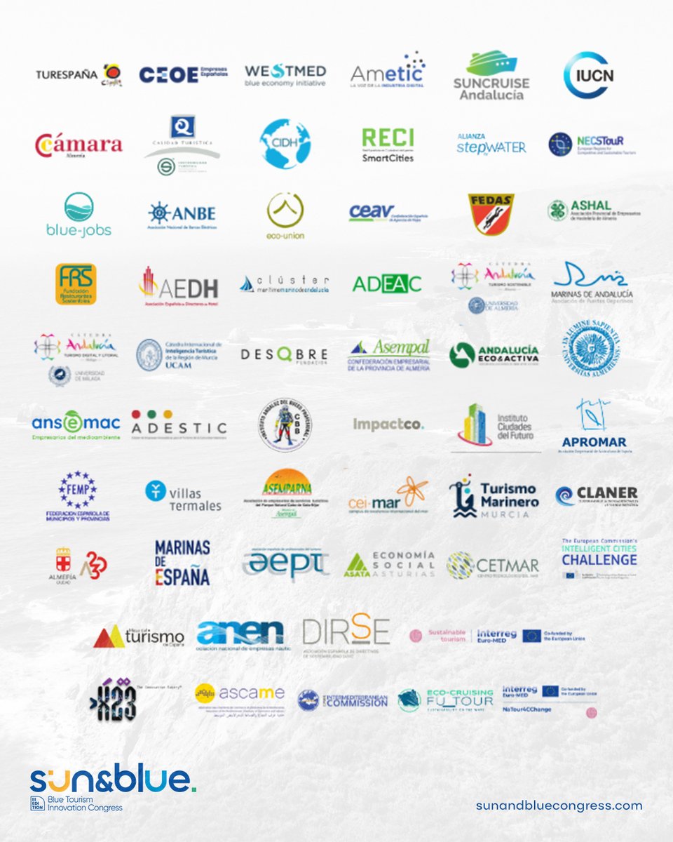 🌊 THEY DRIVE US FORWARD!

Find out which partners are joining the third edition of Sun&amp;Blue Congress 2025.

✨ They are projects, associations and entities referents in tourism and blue economy, which with their support and experience make this international meeting possible.