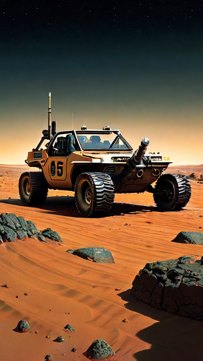 vieutopia's tweet image. Martian rover stalled, alone, beneath stars, Earth never answered back.

#SciFi #MarsMission #SpaceExplorer #AIArt #DigitalArt #Futuristic #MartianChronicles #DesertPlanet #PostApocalyptic #RoverLife