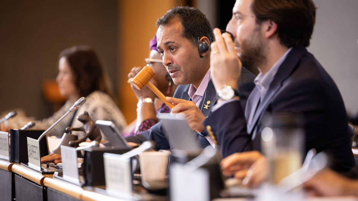 wto's tweet image. Happening now: General Council meeting. Members are reviewing 16 agenda items, including the budget, MC14 preparations, recent trade developments, and more. Facilitators on WTO reform and e-commerce will also present their reports to the Council.