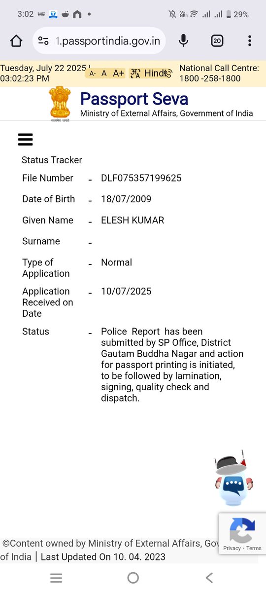 abhaykumar_ind's tweet photo. @rpodelhi @passportsevamea @MEAIndia @CPVIndia

File Number - DLF075357199625

From Past 1 week the same Status is showing &amp; Tracking is not getting Updated. 

Printing is initiated but after that no Further update has been updated.

Kindly look into it. https://t.co/u2n2ZvdnMA
