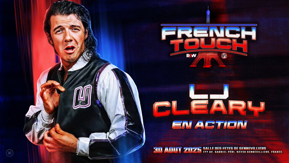 bzw_wrestling's tweet image. 🇫🇷FRENCH TOUCH🥖
🔹LJ CLEARY débarque à FRENCH TOUCH ! #MVP
le phénomène qui retourne chaque scène sur son passage, arrive pour mettre l’ambiance en mode LEVEL MAX‼️
🎟️ Prends ta place maintenant…
bangerzonewrestling.com/bzwapcfrenchto…