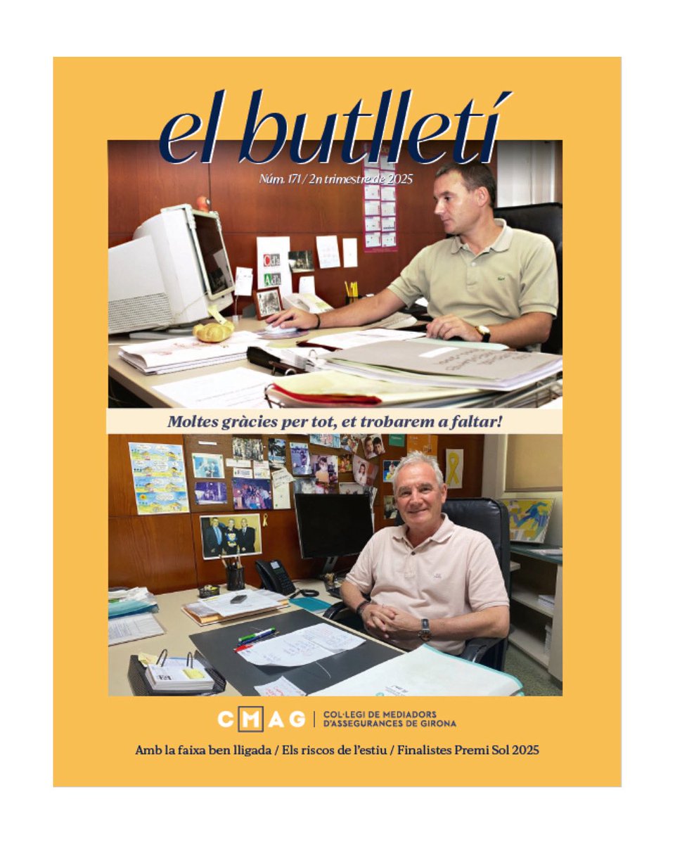 🗣️ Ja hem editat editat el número 171 d’El Butlletí del Col·legi de Mediadors d’Assegurances de Girona.

Bona lectura! 

#assegurances #agents #corredors #mediadors #girona