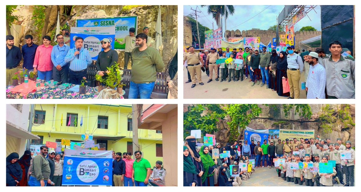 GHMCOnline's tweet image. Under the #SABB 2025 campaign, GHMC conducted a Cleanliness Rally, Anti-Single-Use Plastic Awareness Drive, Pledge Ceremony, and Hand Hygiene Activity in collaboration with Sesna International School, Golconda.
🌿Let’s commit to a cleaner, healthier Hyderabad! 🌍…