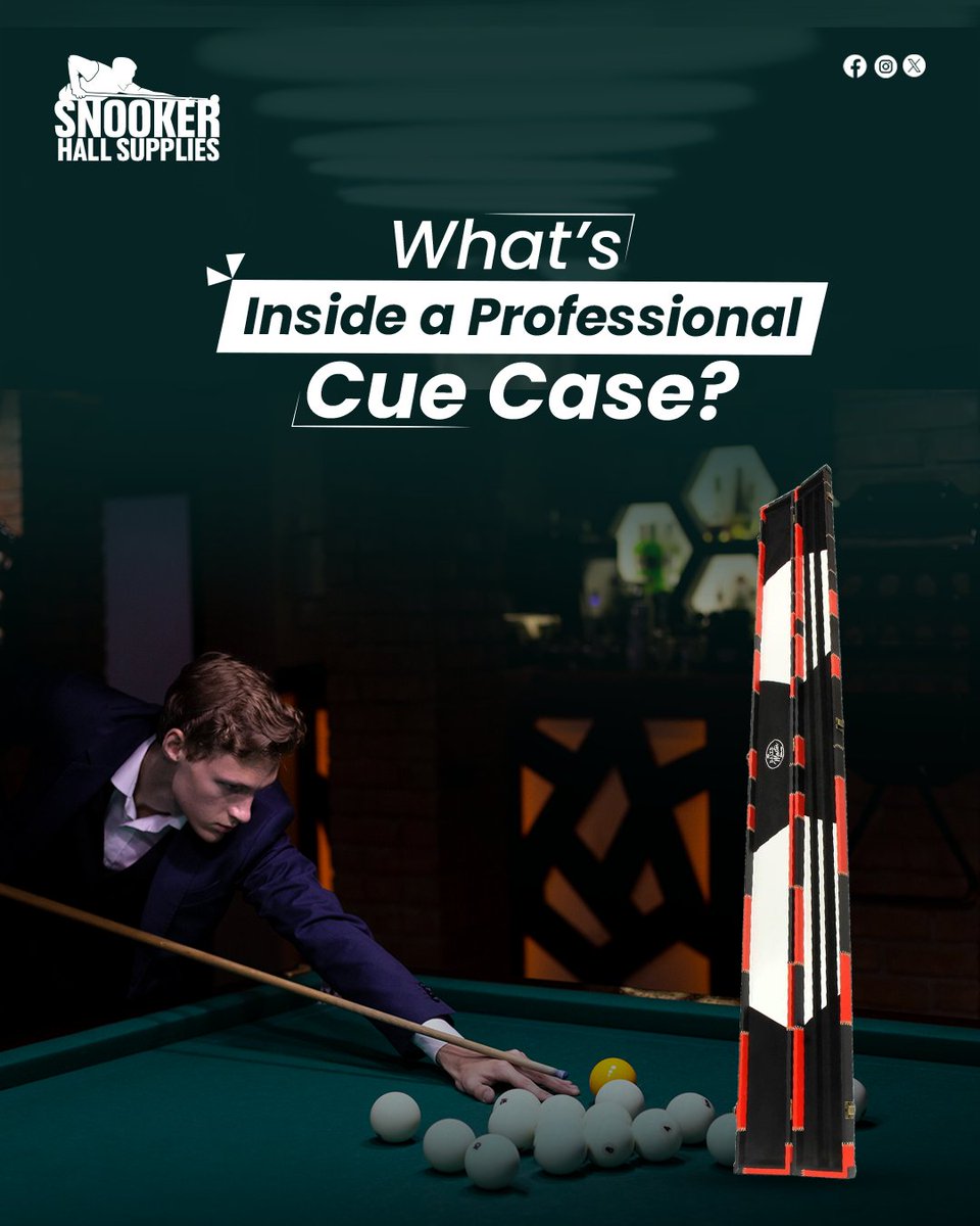 snookerhalls's tweet image. A cue case is more than a stick — it’s your full setup:
Cue, mini butt, extension, chalk, tip tools, towel… even a lucky charm.
Keep your gear safe and game-ready.
Start your setup: snookerhallsupplies.com

#snookerhallsupplies #cuecase #BilliardsGear