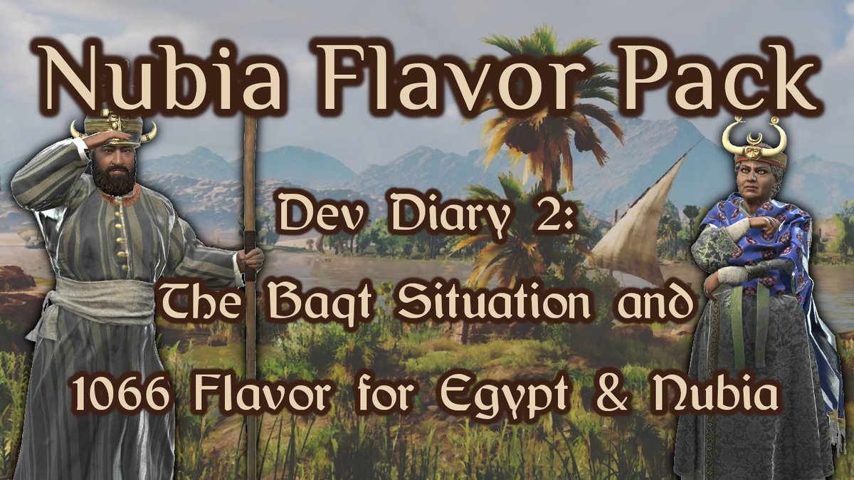 🫱🏿‍🫲🏽RICE DEV DIARY #55 || Nubia Flavor Pack (Part 2)🫱🏿‍🫲🏽

Just put out the 2nd dev diary for RICE's next flagship update, Nubia: Heirs of Kush! We'll cover the Baqt situation, and historical flavor for Egypt &amp; Nubia in 1066.

Link: reddit.com/r/CrusaderKing…

#CK3 #CK3Mod #CrusaderKings
