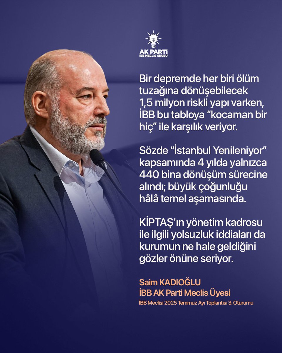 İBB AK Parti Meclis Grubu (@ibbakpartigrup) on Twitter photo 🎙️ Kürsü
"İBB, her biri ölüm tuzağına dönüşebilecek 1.5 milyon riskli yapıya "kocaman bir hiç" ile cevap veriyor."
<a href="/saimkadioglu/">Saim Kadıoğlu</a> 🎙️ Kürsü
"İBB, her biri ölüm tuzağına dönüşebilecek 1.5 milyon riskli yapıya "kocaman bir hiç" ile cevap veriyor."
<a href="/saimkadioglu/">Saim Kadıoğlu</a>