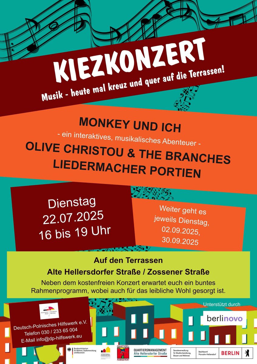 julia_witt's tweet image. Wetter ist genau richtig: heute 16 Uhr vor dem Stadtteilzentrum Hellersdorfer Terrassen, Konzert, Familientreff, Eis und Nachbarschaft: Danke 🔴⚪️ an das Deutsch-Polnische Hilfswerk e.V.