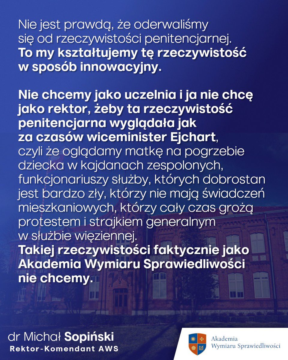 michalsopinski's tweet image. 🔴NIE dla likwidacji Akademii Wymiaru Sprawiedliwości!
🔴NIE dla dalszych rządów Bodnara i Ejchart
🟢TAK dla zwiększenia dobrostanu funkcjonariuszy Służby Więziennej i zrównania ich praw z innymi funkcjonariuszami służb mundurowych!