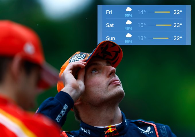 Max looks to the sky at the 2024 Belgian Grand Prix.