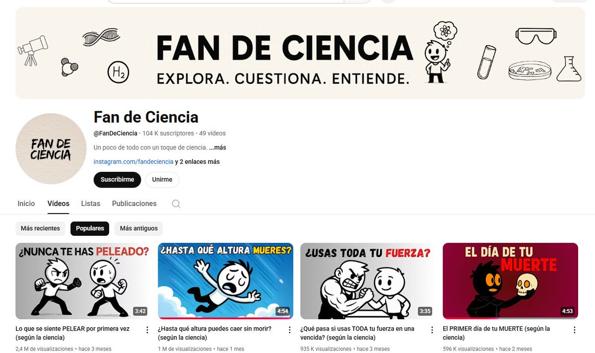 Josma_Design's tweet image. 🔴🙋♂️Canal de 100.000 subs en solo 6 meses
✅Vídeos de millones de visitas
💡La verdad que las ideas de los vídeos son muy buenas...
youtube.com/@FanDeCiencia