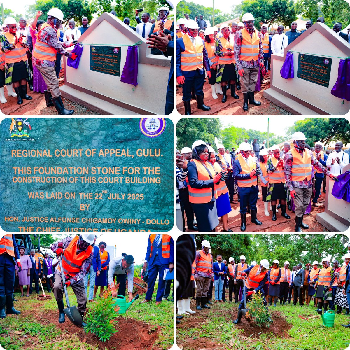 JudiciaryUG's tweet image. Happening Now: The Chief Justice, Justice Alfonse Chigamoy Owiny - Dollo, is presiding over the groundbreaking ceremony for the Regional Court of Appeal, Gulu at the construction site in Gulu City.
The Chief Justice was welcomed by the Deputy Chief Justice, Justice Dr. Flavian…