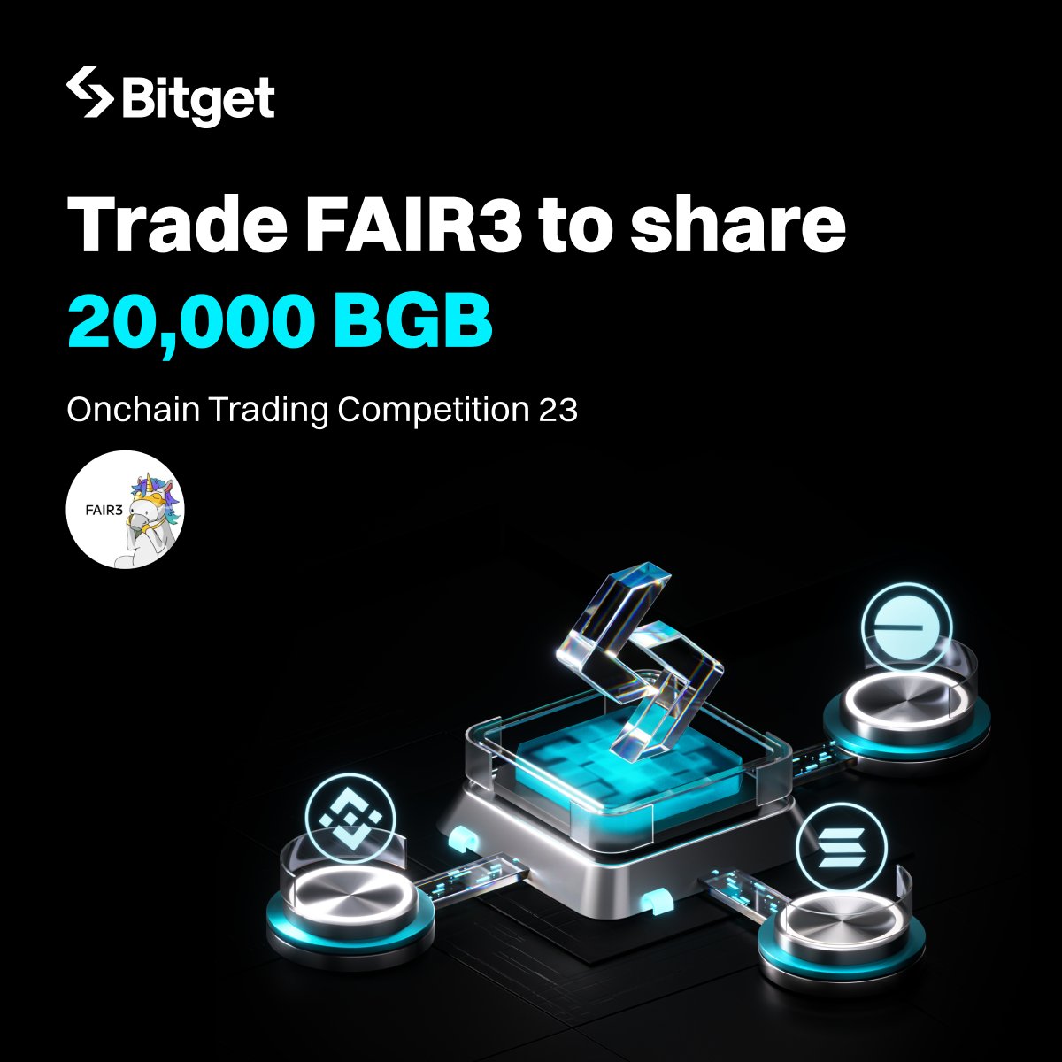 BitgetMY's tweet image. #Bitget Onchain Trading Competition 23 is here! Trade $FAIR3 @Fair3_communityand grab your share of 20,000 $BGB! 💥
🗓 21 July – 24 July, 18:00 MYT
How to join:
✅ Register: bitgetapp.com/events/onchain…
✅ Start trading FAIR3 on #BitgetOnchain — only post-registration volume counts…