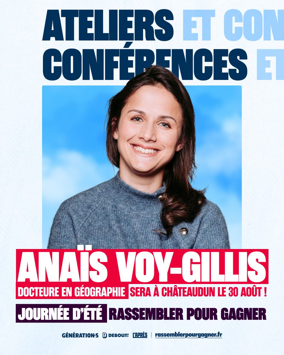 GenerationsMvt's tweet image. Retrouvez @a_voygillis, Docteure en géographie, spécialiste des questions industrielles, pour une table-ronde intitulée "Souveraineté industrielle : un Etat stratège, un Etat qui protège" à notre journée d'été unitaire !
Rendez-vous le 30 août à Châteaudun :…