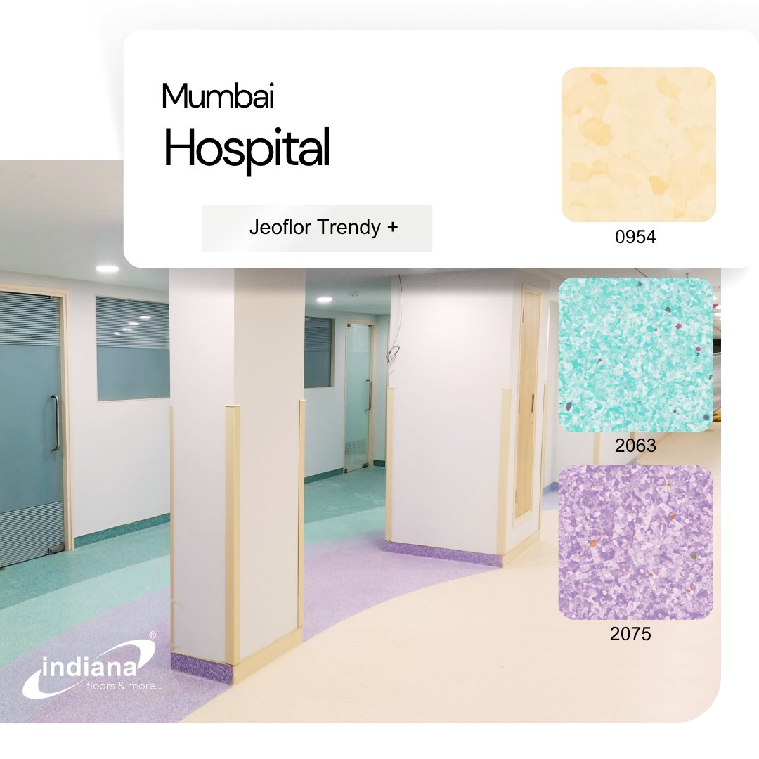 Indiana_floors's tweet image. Vibrant. Hygienic. Healing.

Our Jeoflor Trendy+ flooring (shades 0954, 2063 &amp;amp; 2075) brings color and comfort to this Mumbai hospital. Designed for durability and safety

#IndianaFloors #HospitalFlooring #MumbaiProjects #JeoflorTrendy #HealthcareDesign #HygienicFloors