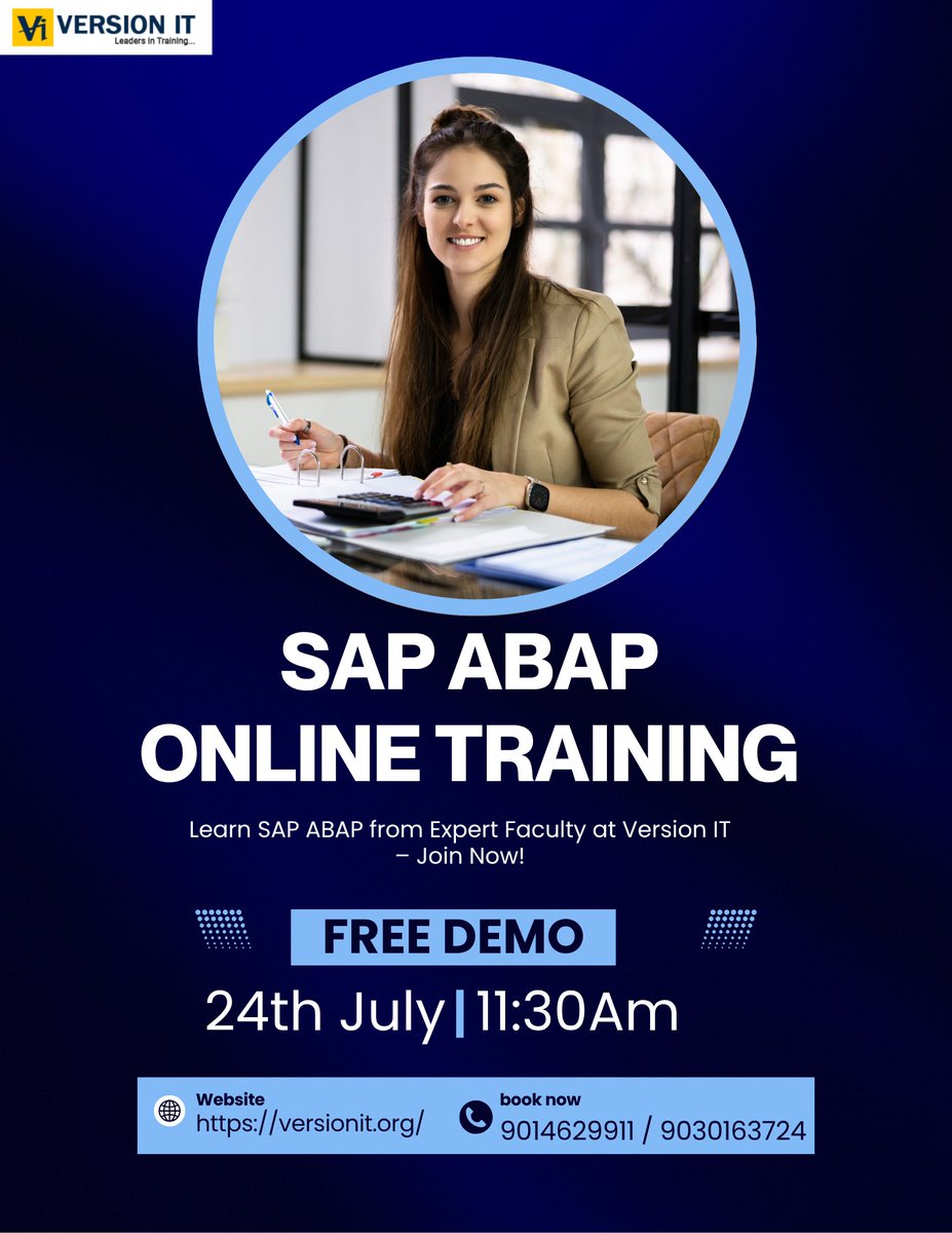 PVersionit's tweet image. 🚀 Master #SAPABAP with Version IT!
🎓 100% Placement | Online Training
📅 Demo: 24th July @ 11:30 AM
📌 5 Months | Real-time Projects
📲 Register Now: forms.gle/U1uUyQERx8jwVJ…
📞 9030163724 | 9014629911
#SAPTraining #ABAPDeveloper #VersionIT