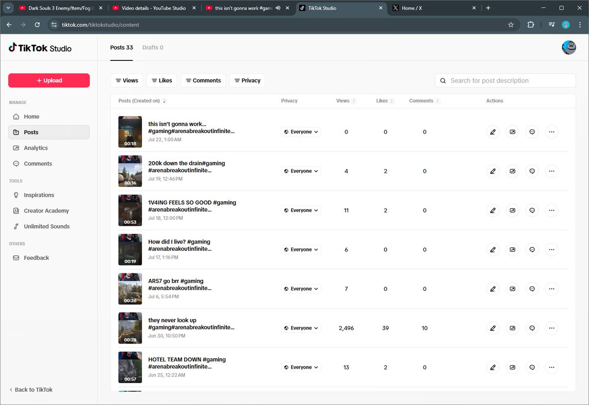 This is giga tilting though; what's the deal with like 5/6 videos I make on tiktok just not getting pushed out to people? so freakin annoying.