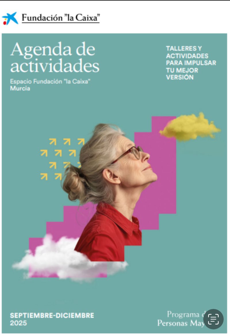 Espacio Fundación “la Caixa” Murcia ya tiene disponible la agenda de septiembre fundacionlacaixa.org/es/personas-ma…
Del 8 al 19 de septiembre inscripciones. ¿Que vas a hacer el próximo curso?
Consulta y piensa aquí ⬇️