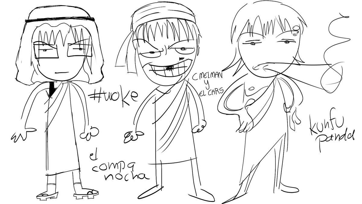eddierocksshow's tweet image. dibujo de mis ocsitos el ramiro, chema y oscar aca como arabes de un coso que tenemos con nachochurrodemota