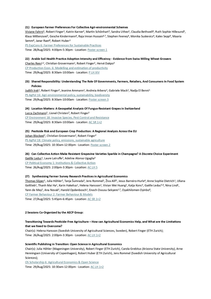 RobertFinger1's tweet image. We are thrilled that 27 papers with AECP group (co)authorship are being presented at the 18th EAAE Congress 2025!

We are looking forward to presenting our work in Bonn and to exchanging ideas with you

Details congress ilr1.uni-bonn.de/eaaecongress20…
Details AECP aecp.ethz.ch