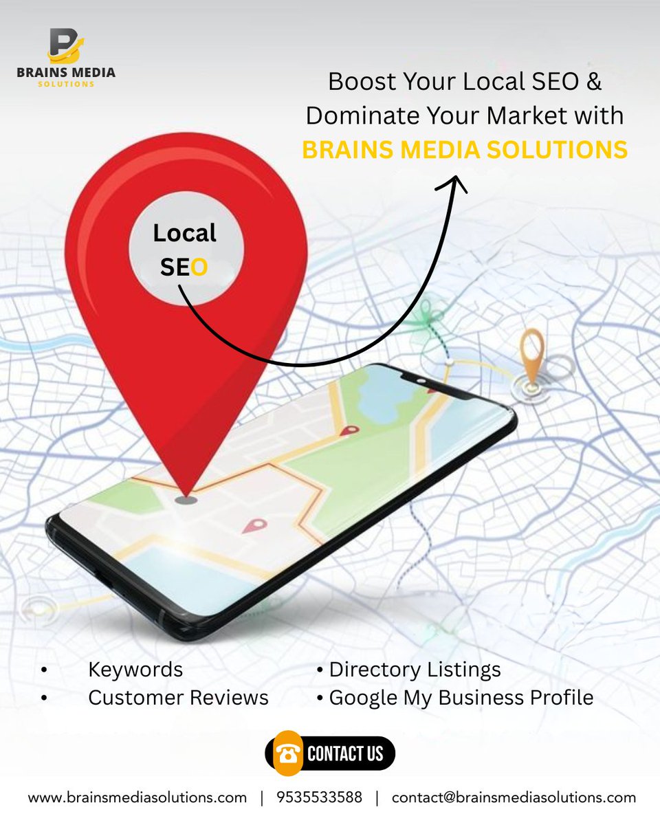 brainsmedia2012's tweet photo. Want to attract more local customers? Our team at Brains Media Solutions can help improve your local SEO so your business shows up first when people search nearby.

🌐 https://t.co/ULrN8cGnrC
📞 9535533588
✉️ contact@brainsmediasolutions.com

#LocalSEO #DigitalMarketing https://t.co/kSjsV31KQs