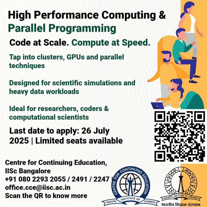 ForContinuing's tweet image. Unlock the power of parallelism — Transform your career with the online course on Introduction to High‑Performance Computing (HPC) and Parallel Programming!
Know more: cce.iisc.ac.in/cce-proficienc…
#HighPerformanceComputing #HPC #OnlineLearning #ParallelProgramming #TechEducation