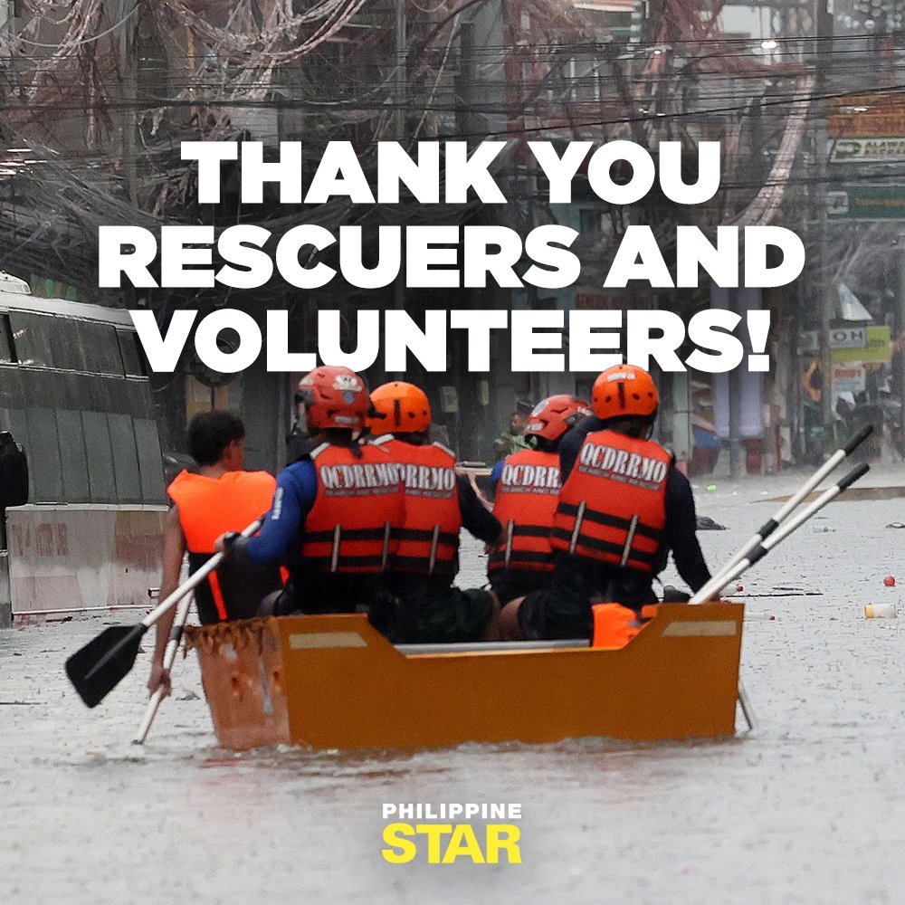 PhilippineStar's tweet photo. MARAMING SALAMAT PO SA INYO! 🫡

We express our deepest gratitude to rescuers and volunteers for helping those affected by calamities. Ingat po kayo! https://t.co/3538Va1hGA