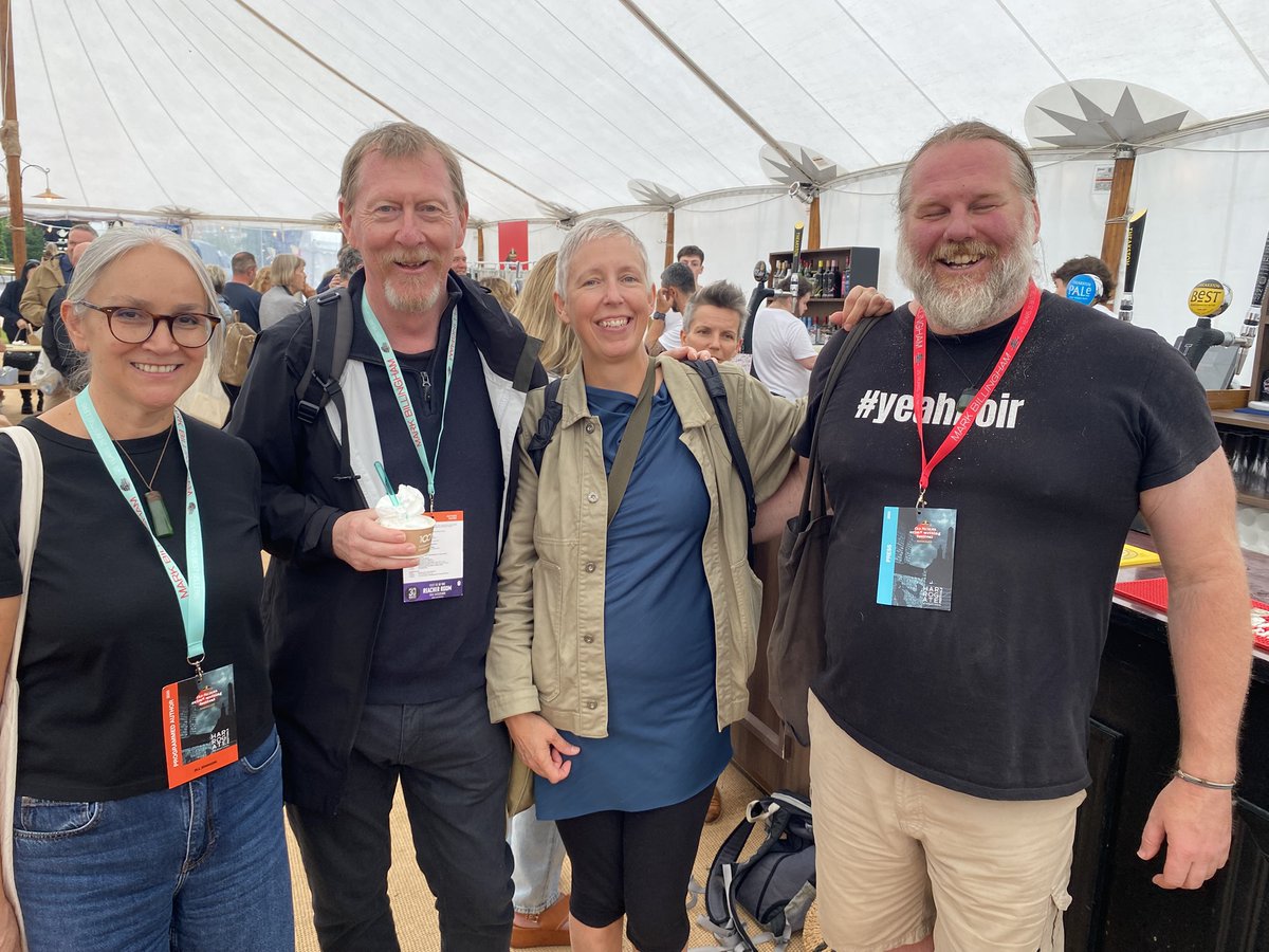 cross_crime's tweet image. A quartet of Aussie & Kiwi crimelovers in famed beer tent at @HarrogateFest #theakstonscrime in UK over the weekend. Great to see some ANZ flavour, onstage and off, at one of the world's biggest & best book festivals. @writerJJohnson @hammerNow @emstylesauthor @craigsisterson