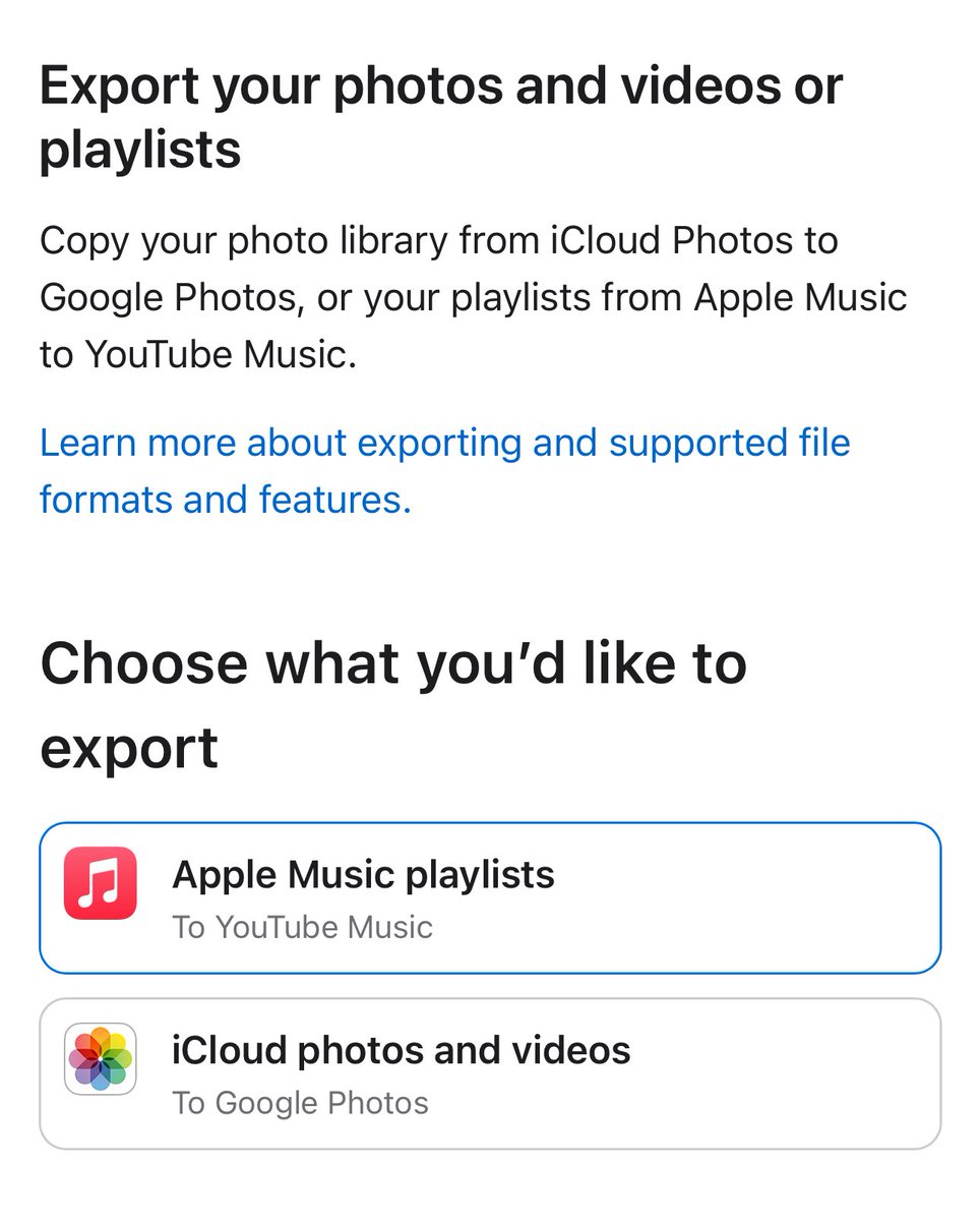 alecdewitz's tweet image. Today I learned Apple lets you transfer your Apple Music playlists to YouTube Music