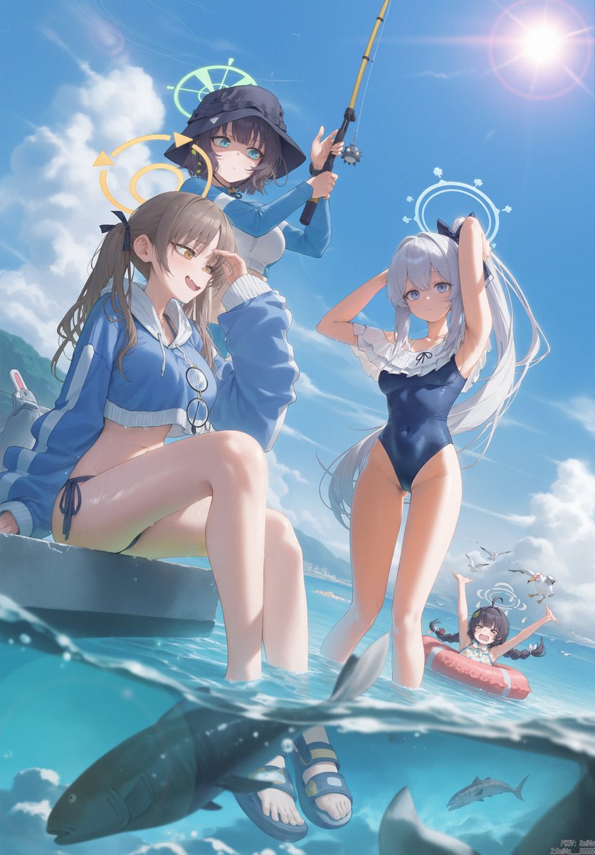 RABBIT小隊の夏  (Usagi Flap♪~) 
#ブルーアーカイブ #月雪ミヤコ #空井サキ #風倉モエ #霞沢ミユ
