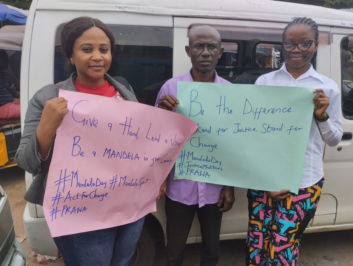 prawa_ngo's tweet photo. 💛 In celebration of #NelsonMandelaDay2025, PRAWA Abia took Mandela’s message to d people — with a powerful outreach in Umuahia’s motor parks.
We shared messages of justice, compassion & community action. Commuters pledged change.
#UbuntuInAction #JusticeMatters #PRAWA https://t.co/yAiv5iX3ud