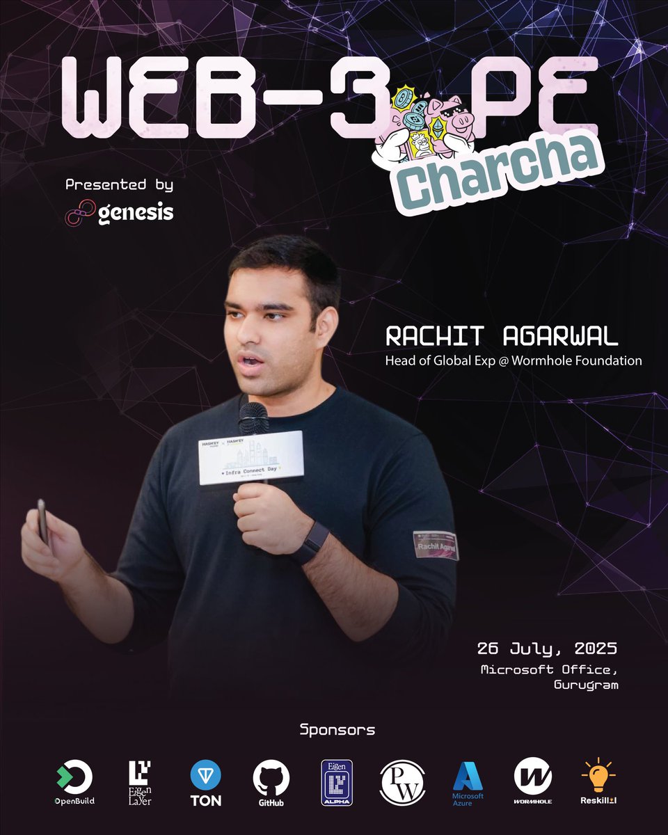zk_genesis's tweet image. Web3 pe Charcha is HERE!
Join us for a power-packed session with @0xagarwal as we decode the future of crypto &amp;amp; blockchain.

🗓️ 26 July
📍 Microsoft Office, Gurugram
🎤 Hosted by Genesis

🎟️ Register now → linktr.ee/zk_genesis

#Web3Charcha #GenesisTalks #Wormhole #Microsoft