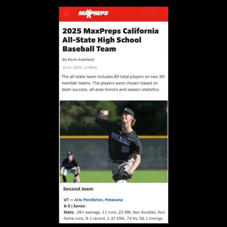Congratulations Arlo for making the California All-State baseball team!!! 🙌⚾️ @arlo_pendleton4 #All-StateBaseballTeam #PHStrojanbaseball