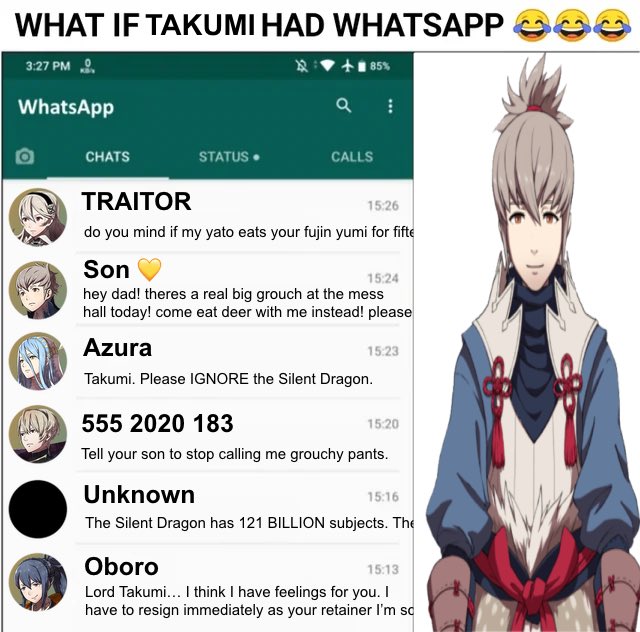 blamekayn's tweet image. whst if Takumi had whatsapp 😭😭😭