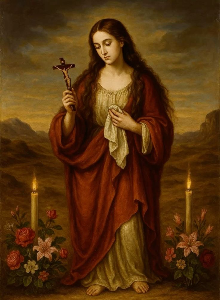 🌹✨ Hoy celebramos a Santa María Magdalena, la mujer que buscó con lágrimas... y fue la primera en ver al Resucitado. Una fiesta que nos recuerda que el amor perseverante encuentra siempre a Cristo.
👇🧵

1️⃣🕯️ «En mi lecho, por la noche, buscaba al amor de mi alma» (Cant 3).