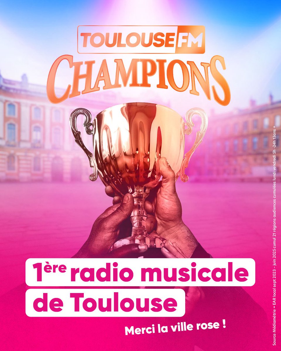 L'année des Champions 🔥 Merci à tous de votre fidélité à Toulouse FM, qui devient la 1ere radio musicale de la ville rose 🏆