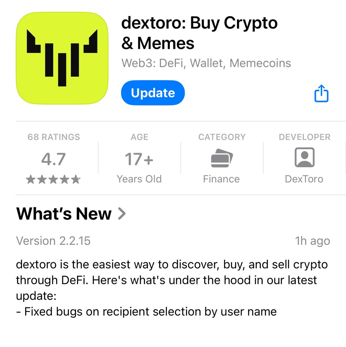 nick_nechanicky's tweet image. gm
Version 2.2.15 is now available to update @DexToroApp 📲