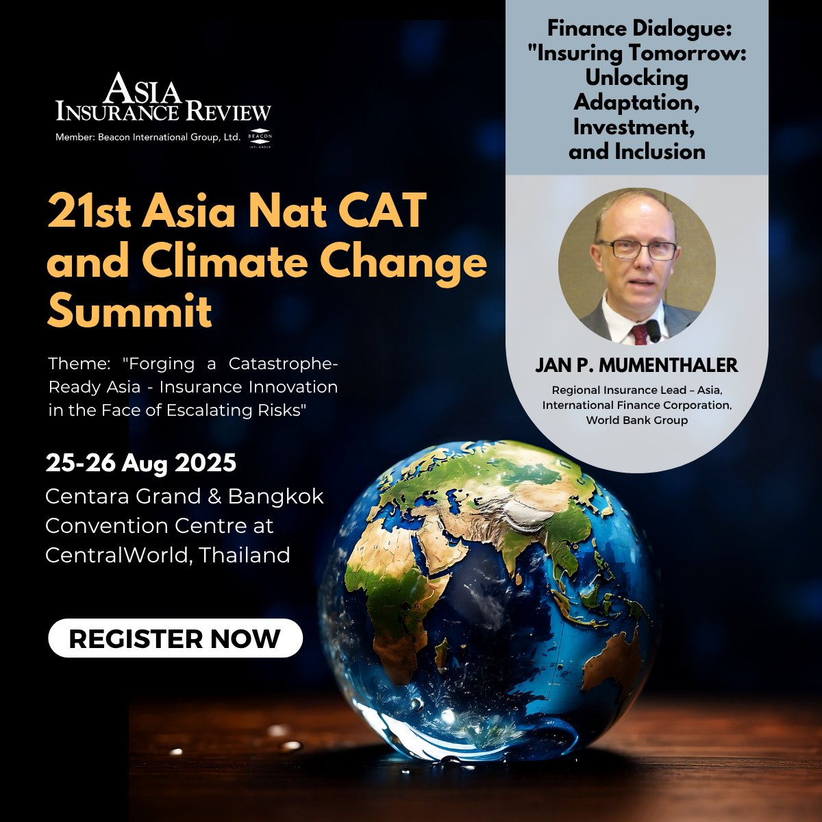 🌏At the 21st Asia Nat CAT and Climate Change Summit 2025, we’re not just talking about climate resilience, we’re bringing the people who are shaping it.

Register today for the early bird offer: ow.ly/ljYM50Wt2QN

#AIRnatcat #NatCat #NaturalCatastrophes