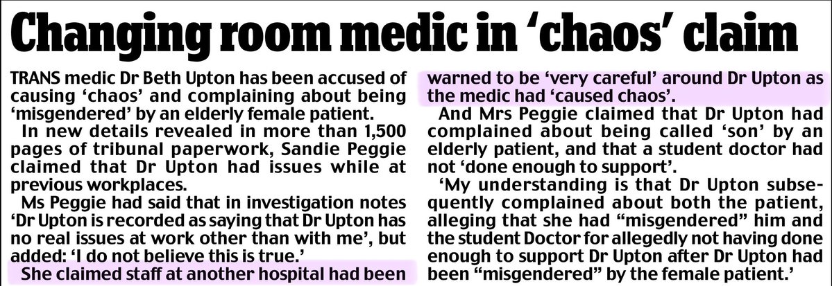 Fyrishsunset's tweet image. Nurse Peggie claims Dr Upton ‘caused chaos’ whilst at previous workplaces …
(Daily Mail)