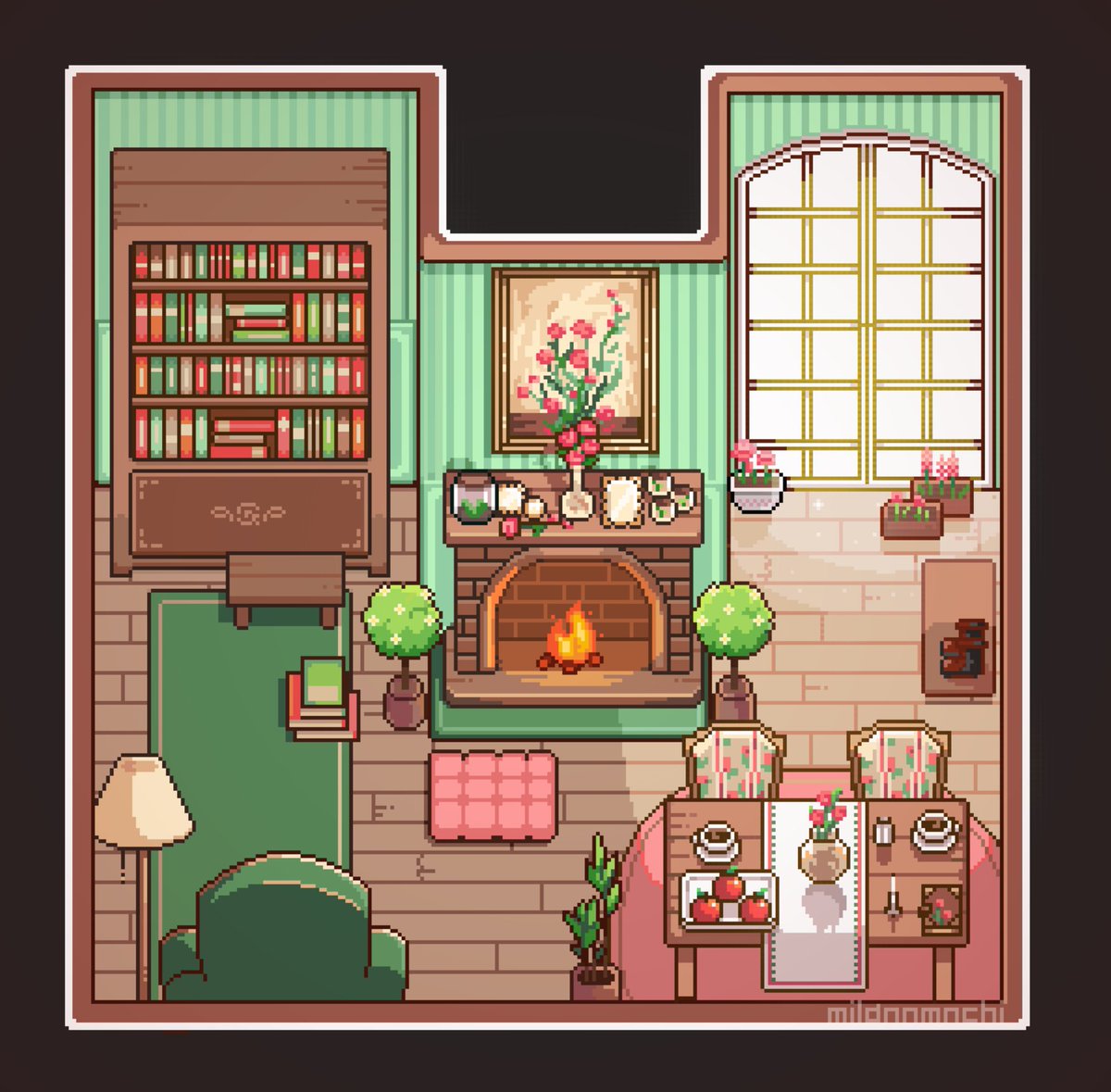 Milas_artworks's tweet image. I started my art journey 2 years ago with cute pixel rooms and I still love drawing them so much🥰. This is my most recent. When I finished some wip I will draw more #pixelart