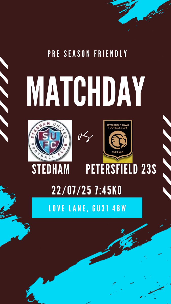 ⚽️⚽️GAME DAY⚽️⚽️

The first team are back in action tonight as they travel down the road to play Petersfield 23s

🆚 <a href="/PTFCTheRams/">Petersfield Town FC 🐏</a> 
📅 22/7/25
🏟 Love Lane, GU31 4BW
⏰ 7:45PM

The reserves are training at Stedham still for a 6:30PM start.
All new faces are welcome