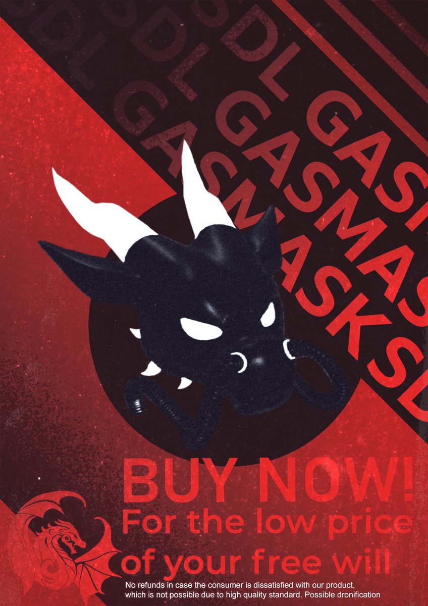 Special Offer from SDL

Buy now a Nice and smooth Dragon Drone Gasmask From SDL. in Black shiny latex and different accent colors.

Just for the low Price of your Free will and freedom.

Buy now one and become Part of our Labs and the Drone collective!