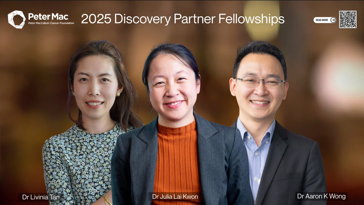 PeterMacCC's tweet image. 🚨 Announcing our 2025 Discovery Partner Fellows!
With donor support, these clinician-researchers will lead bold projects to improve cancer care – from lung cancer resistance to pain relief and digital symptom tracking.
🔗 petermac.org/about-us/news-… #CancerResearch #PeterMac