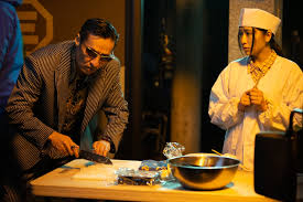 DailyLADChr's tweet image. Tsuruno's outfit is a reference to the character Tatsu from the 2020 film "Tokyo Dragon Chef!"