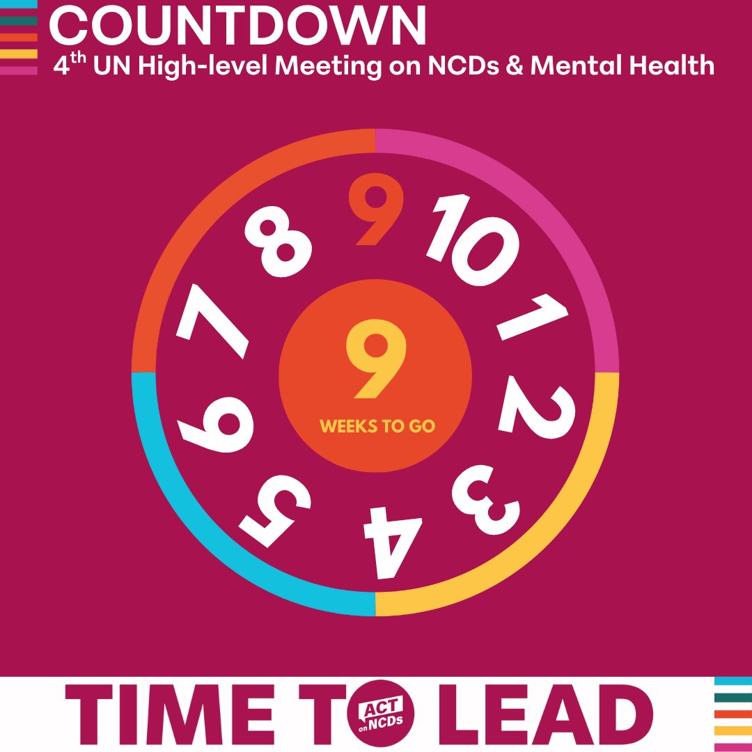 WePublicHealth's tweet image. With only 9 weeks to the 4th @UN High Level Meeting on #NCDs & #MentalHealth, there’s no effort too small or time to lose in pursuit of an ambitious summit that lays a clear path to better #HealthForAll.
Learn about the HLM: who.int/teams/noncommu…
#ActOnNCDs #LeadOnNCDs
