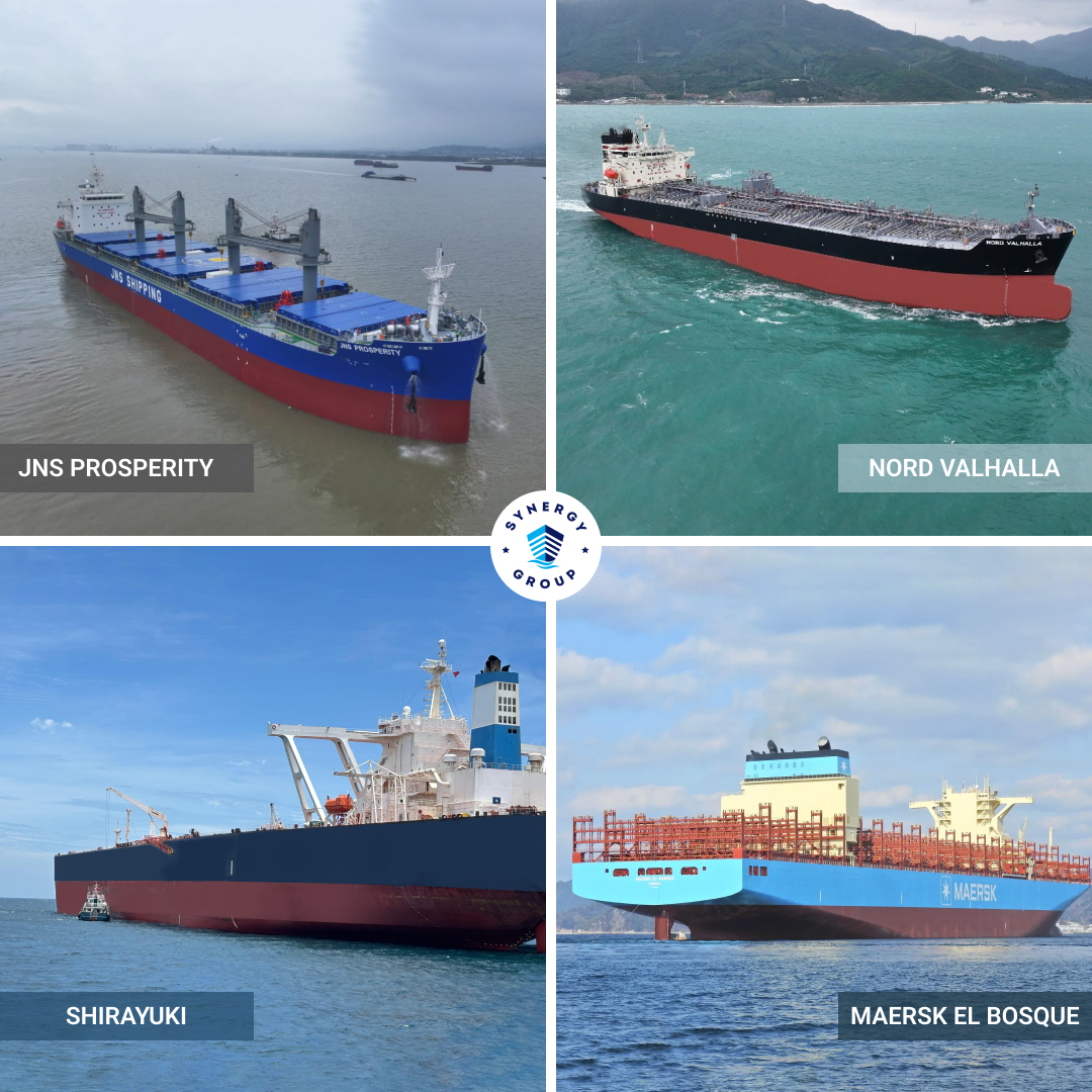 We’re pleased to welcome four new vessels—NORD VALHALLA, JNS PROSPERITY, MAERSK EL BOSQUE &amp; SHIRAYUKI—into the Synergy fleet.
Each name carries a story.
Each ship, a responsibility. 🌊⚓
🔗 linkedin.com/posts/synergy-…
#WeAreSynergy #DeliveringTrust